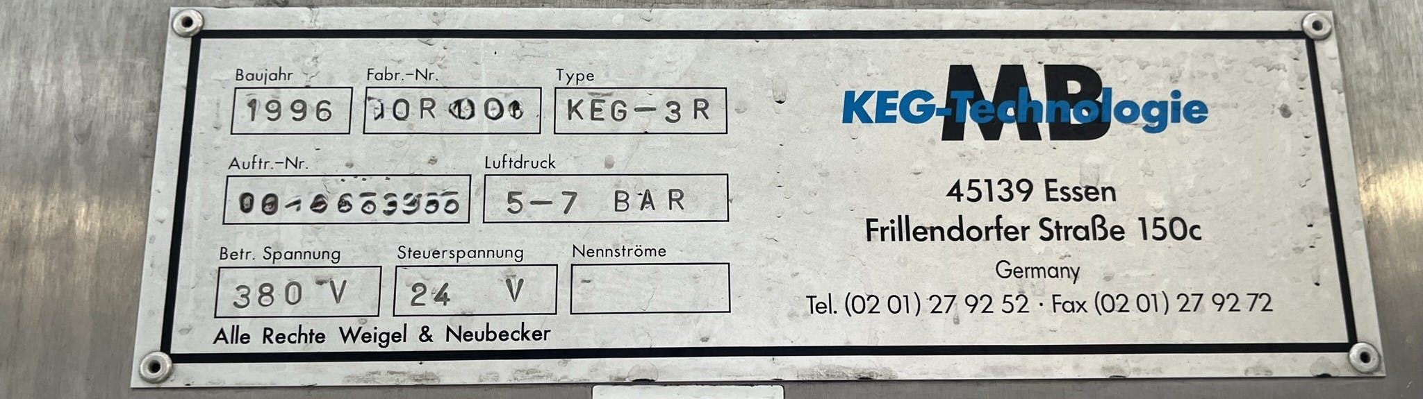 Aufbau von C.A. NEUBECKER 100 KEG/ h